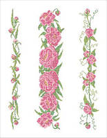 Схема вишивки бісером орнаменту на габардині Троянді