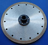 Алмазний сріблястий диск із фланцем для різання граніту Turbo 180x2,4/1,5x10x22,23F-М14, фото 3