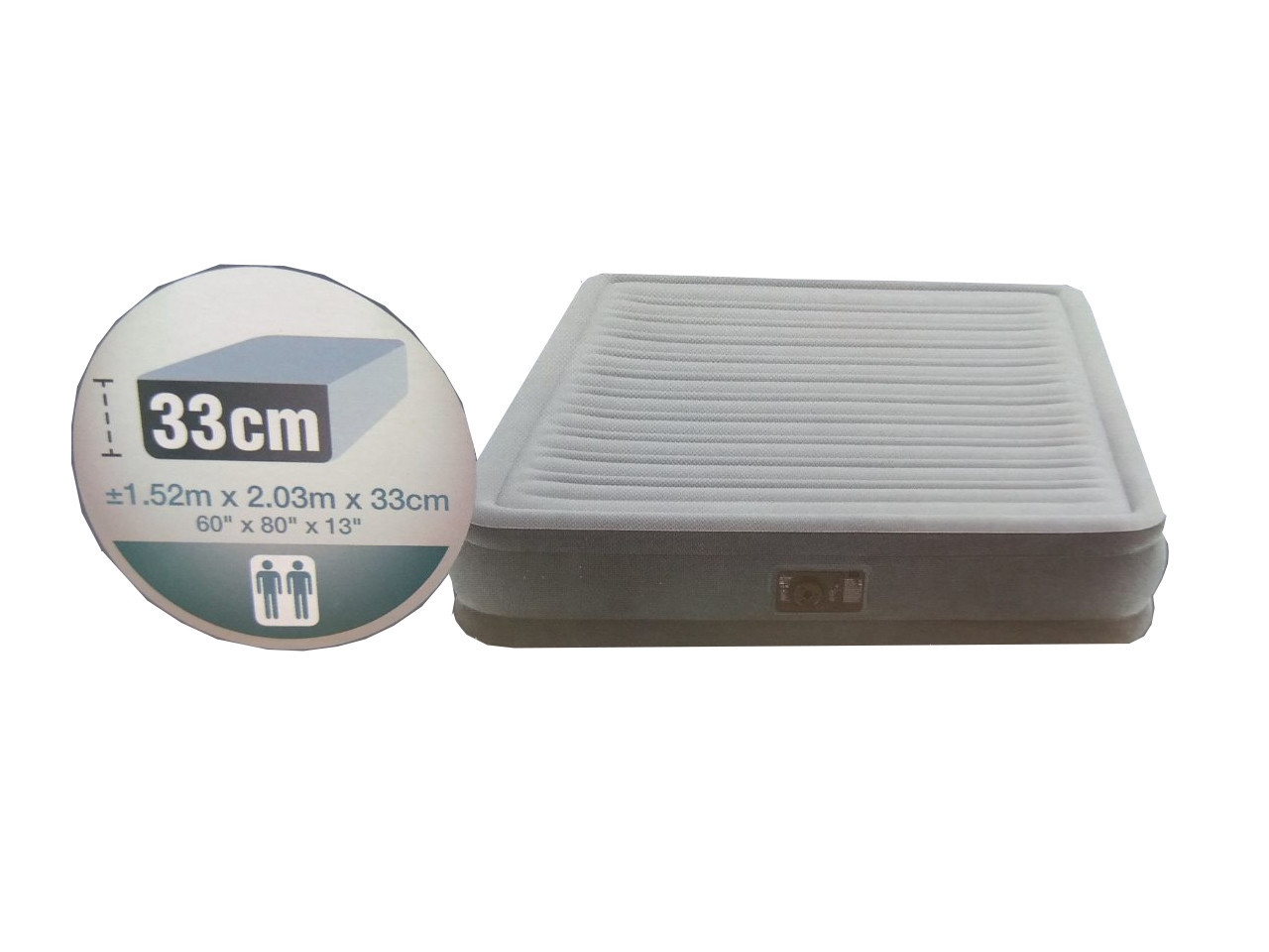 Intex Велюр матрац 67770, 152х203х33 см, двомісний, з вбудованим насосом 220V, фото 1