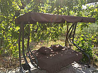 Садовая качеля-кровать "Люкс" с подушками коричневая, до 250 кг, Производство Польша.