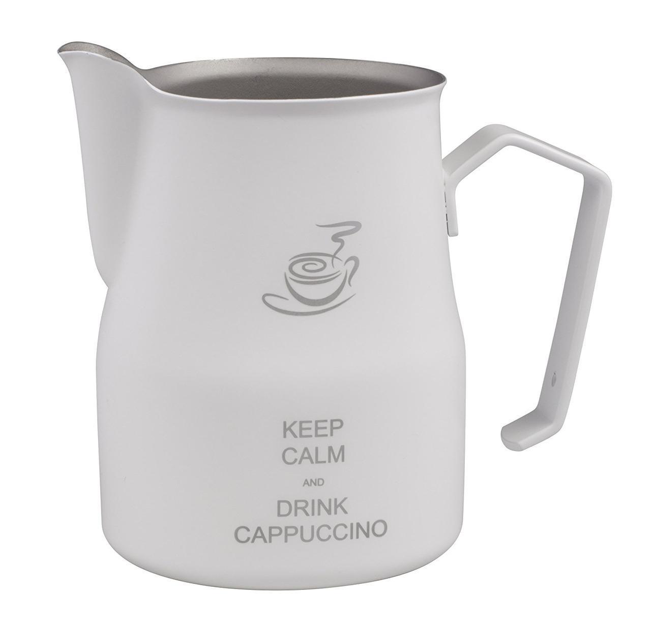 Джаг для збивання молока Motta Europa 500 мл Keep Calm and Drink Cappucino Білий Молочник для кави