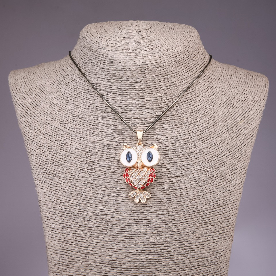 Підвіска "Сова" на довгому ланцюжку "чорне золото" d-30х35мм L-85см, фото 1