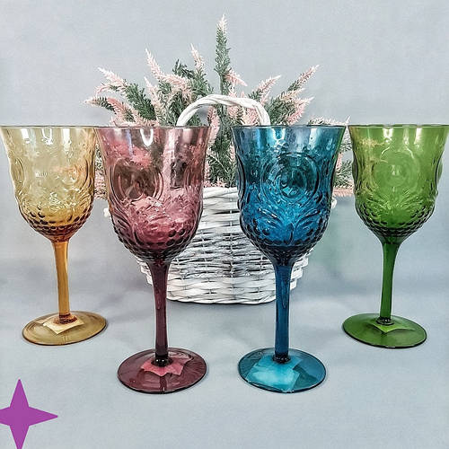 Стеклянные бокалы из цветного стекла 21 см, 380 мл. (оливковый ...