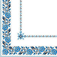 Серветки вишиванка 33х33см український орнамент синій Марго 50шт