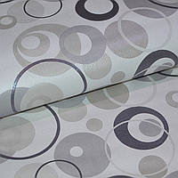 Обои на стену бумажные светлые с серыми кругами 0,53*10м, шпалери с абстракным геометрическим рисунком
