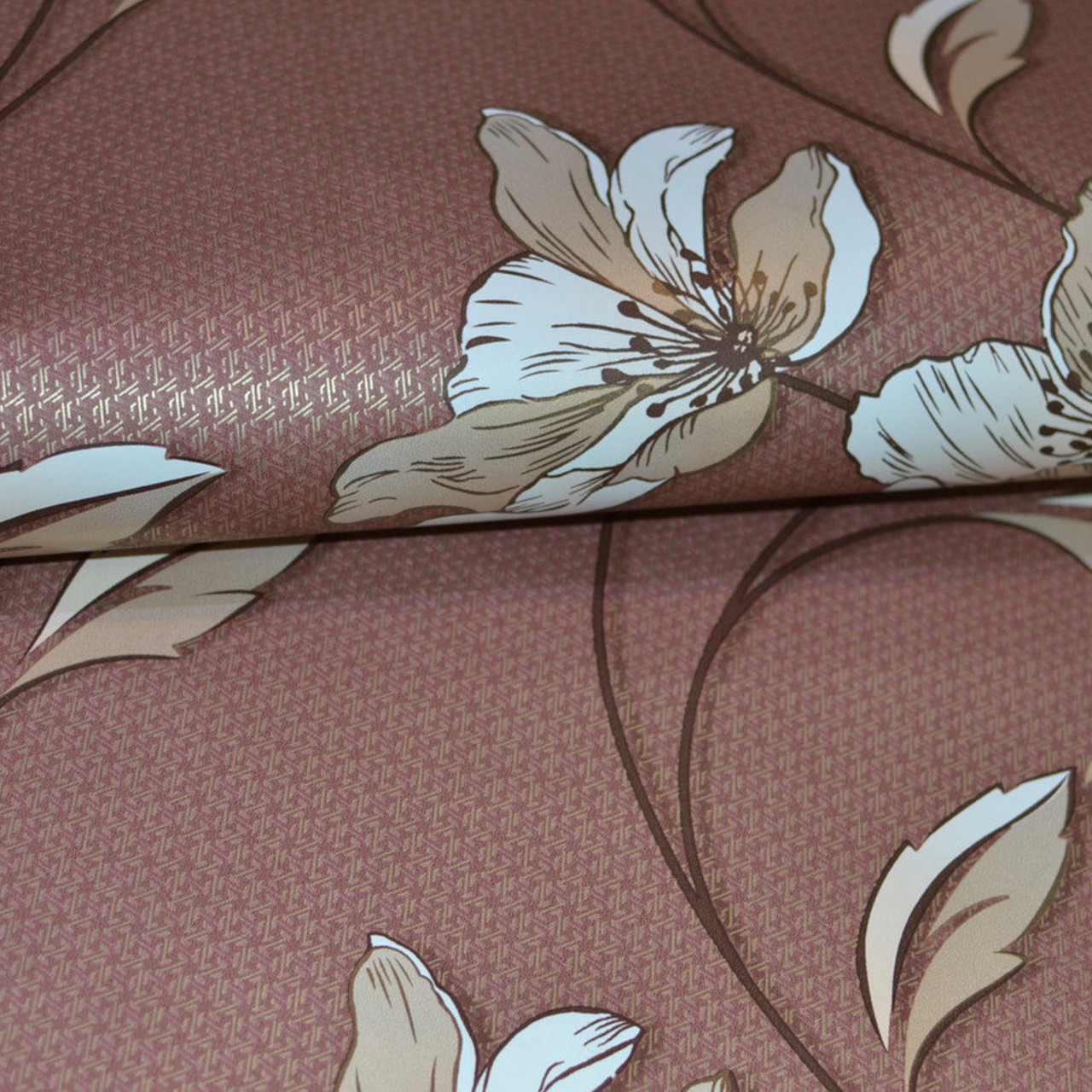 Влагостойкие Обои для Стен Бумажные с Принтом Цветы, Коричневые 0,53 ...