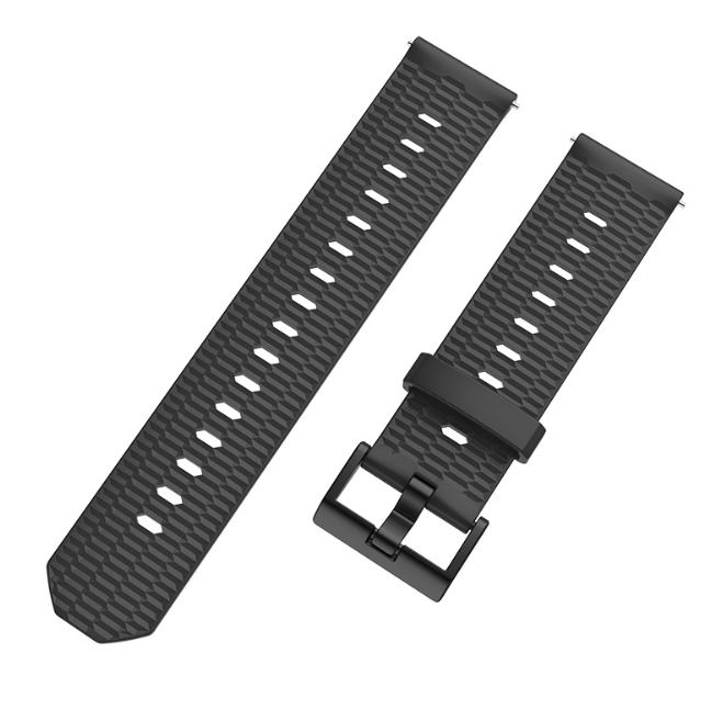 Силіконовий ремінець MiJobs Honeycomb для Xiaomi Amazfit Bip / Lite / 20 мм рифлений Чорний 1992P, фото 1