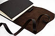 Шкіряний блокнот-щоденник темно-коричневий з ручкою 17.6*13.5 см білі сторінки, фото 2