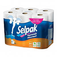 Полотенца бумажные SELPAK белые 3-х слойные ( 6 шт в упаковке )