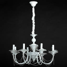 Люстра на ланцюгу класична біла 8 ламп