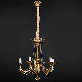 Люстра на ланцюга класична бронза 5 ламп