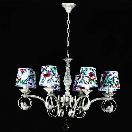 Люстра біла на ланцюгу з абажуром вісім ламп, фото 1