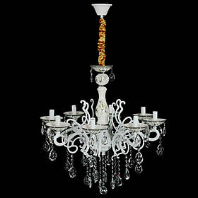 Люстра на ланцюжку класична біла 8 лампочок