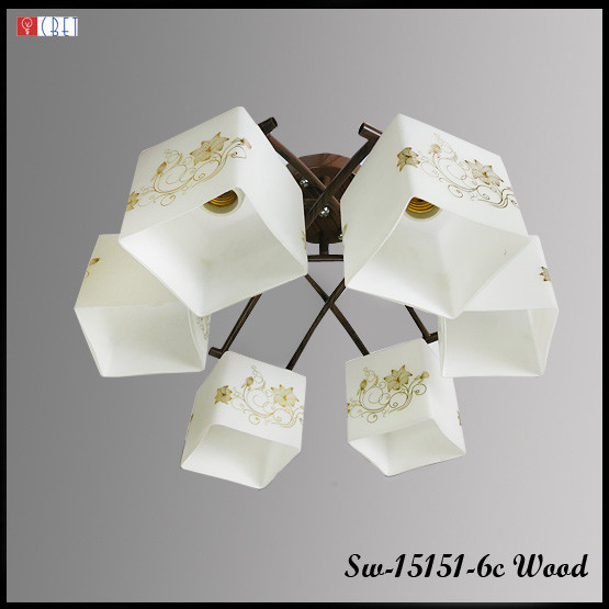 Люстра товщина на шість плафонів SW-151/6C WOOD