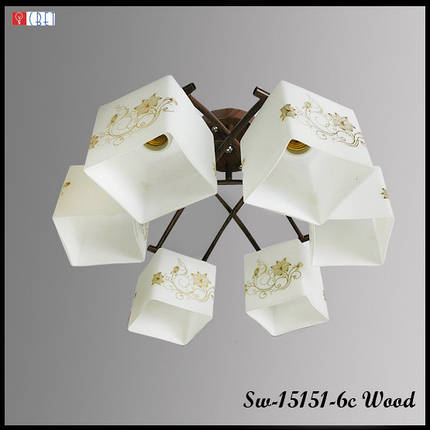 Люстра товщина на шість плафонів SW-151/6C WOOD, фото 1