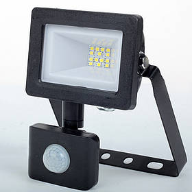 Прожектор світлодіодний 10 Вт із датчиком руху ГАРАНТІЯ 2 РОКИ 10 W SMD LED 6000 K Д/Р BK