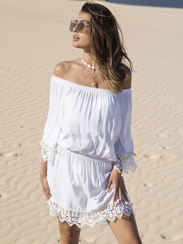 Біла шовкова пляжна сукня Ysabel Mora 85583 M