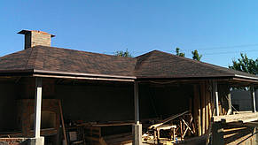 Битумная черепица KATEPAL, cерия Ambient, цвет Темная охра на беседке 4