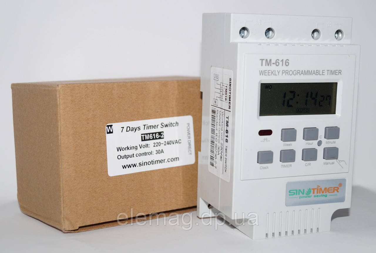 TM-616-220V Програмований таймер 7 днів/24 години 30 А на DIN-рейку