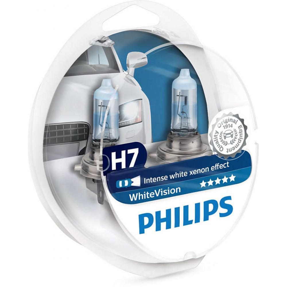 Галогенна лампа Philips H7 WhiteVISION +60% 3700К 12972WHVSM (1шт.)