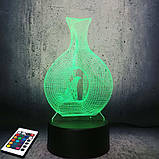 3D-світильник з пультом і акумулятором 3D Lamp Птах (LP-2968), фото 4