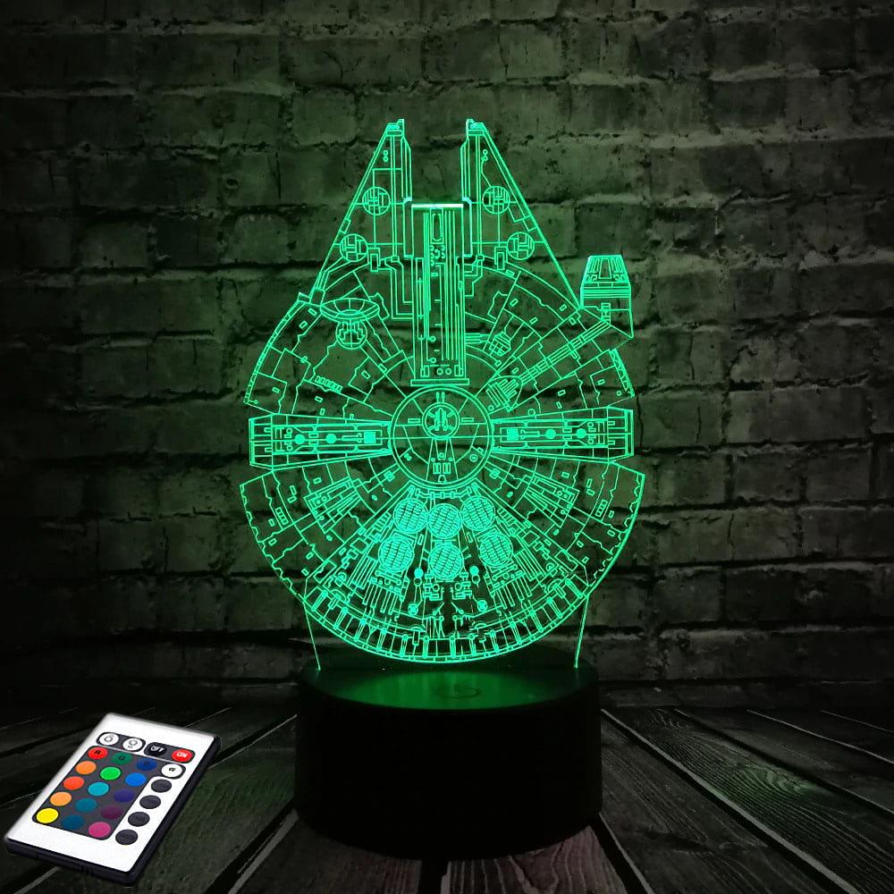 3D світильник з пультом і акумулятором 3D Lamp Сокіл тисячоліття (LP-2872)
