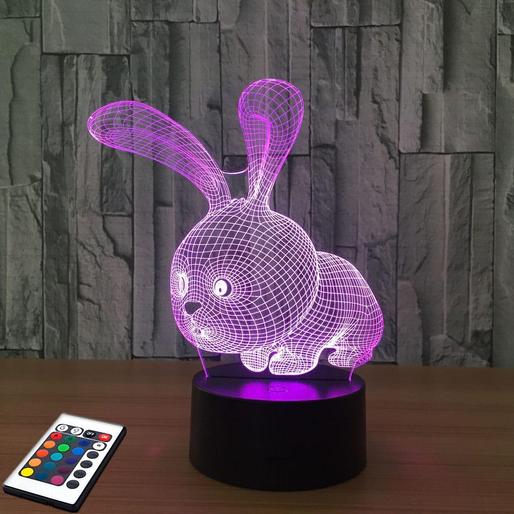 3D світильник з пультом і акумулятором 3D Lamp Заєць (LP-2770)