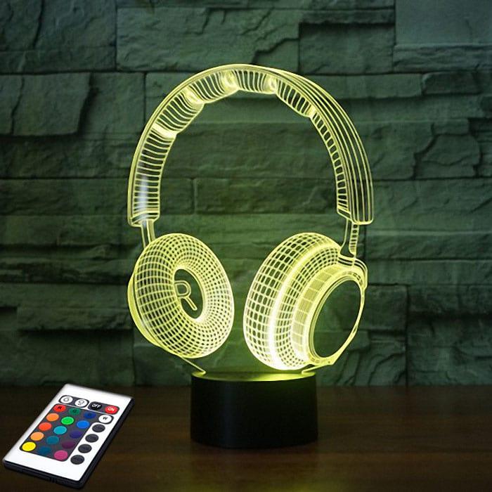 3D-світильник з пультом і акумулятором 3D Lamp Навушники v.2 (LP-2762)