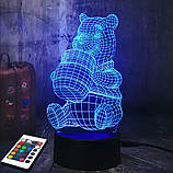 3D світильник з пультом і акумулятором 3D Lamp Вінні-Пух (LP-2496), фото 4