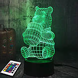 3D світильник з пультом і акумулятором 3D Lamp Вінні-Пух (LP-2496), фото 5