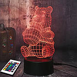 3D світильник з пультом і акумулятором 3D Lamp Вінні-Пух (LP-2496), фото 7