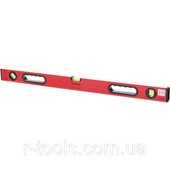 Рівень алюмінієвий 1000 мм фрезерований 3 вічка (1 поворотний) дві ручки посилений MTX 345109