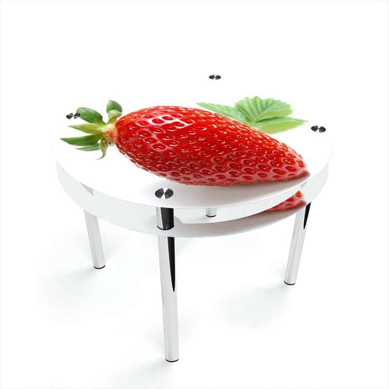 Стіл обідній Круглий з прохідною полицею скло фотодрук Sweet berry 700х700*Еко мм (БЦ-Стіл ТМ)М)