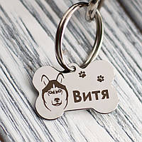 Адресник медальйон для собак, жетон із гравіюванням — кулон кісточка