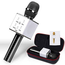 Bluetooth мікрофон для караоке Q7 Блютуз мікро + ЧОХОЛ Чорний