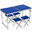 Зручний розкладний синій стіл для пікніка та 4 стільця + парасолька 1,6 м у ПОДАРУНОК !, фото 4