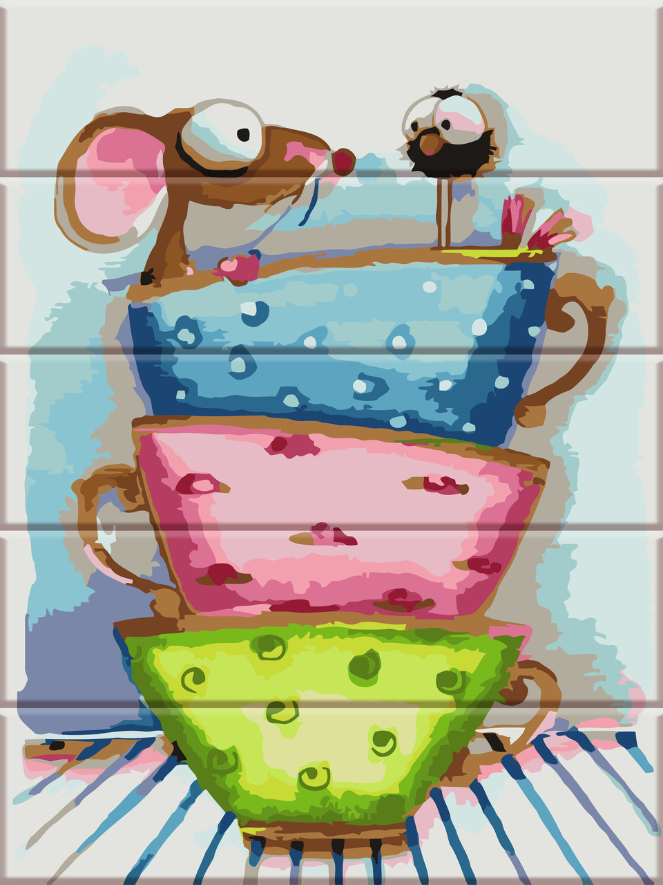 Живопис за номерами на дереві Казкові чашки ArtStory ASW060 30 х 40 см, фото 1