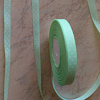 Стрічка репсова в горох №50 колір салатовий завширшки 0,9 см