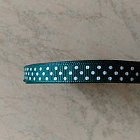 Стрічка репсова в горох №176 смарагдовий колір завширшки 0,9 см