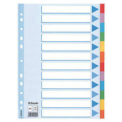 Роздільники з кольорового картону A4, Esselte, 12 аркушів