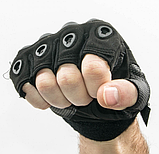 Тактичні рукавички з открытми пальцями і посиленим протектором кісточок Чорні розмір М, фото 3