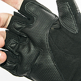 Велорукавички з відкритими пальцями та посиленим протектором кісточок Чорні розмір М, фото 6