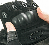 Рукавички для мотоциклів із відкритими пальцями та посиленим протектором кісточок Чорні розмір М, фото 5