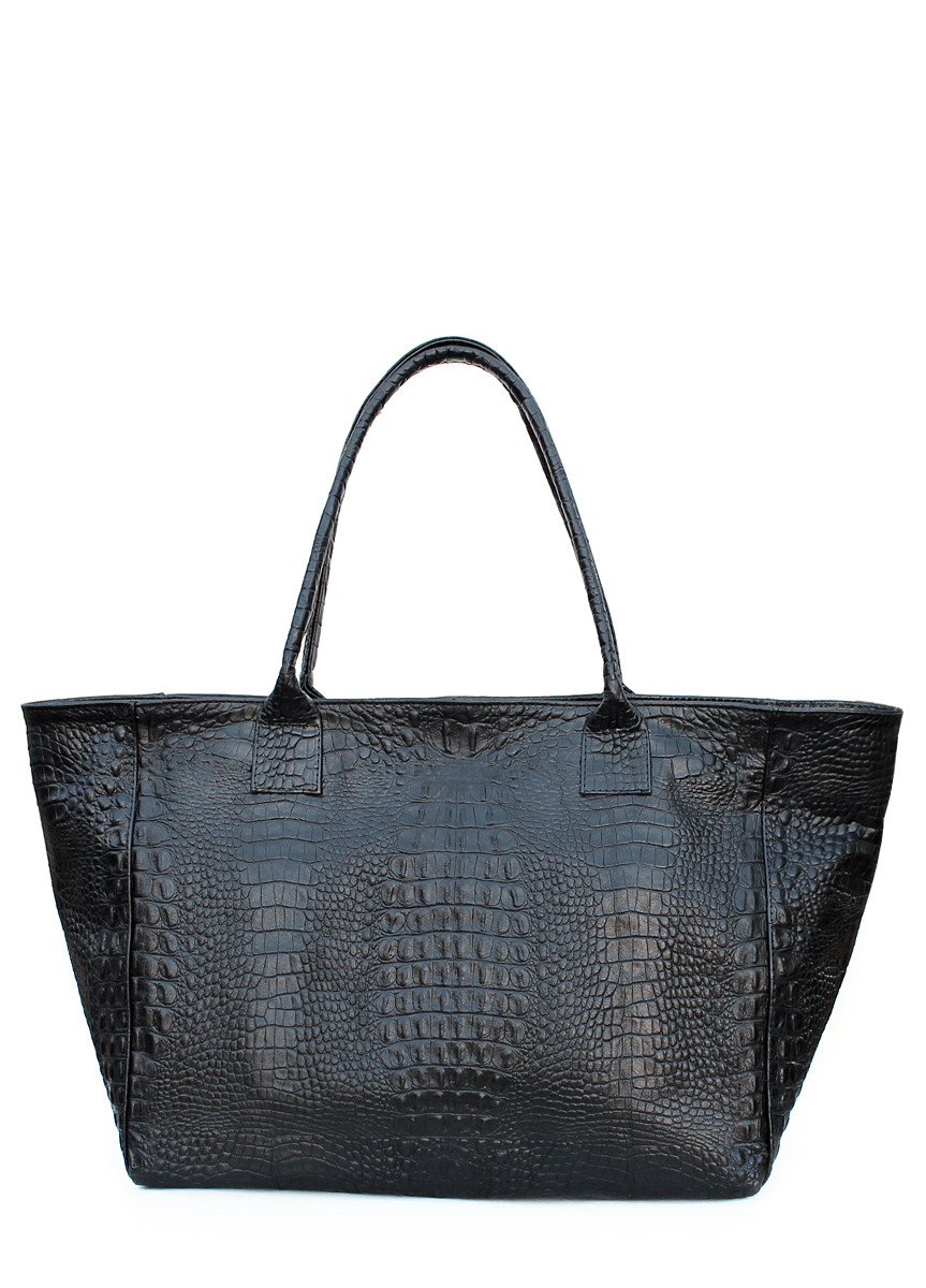 Жіноча шкіряна сумка POOLPARTY DESIRE CROCO BLACK чорна