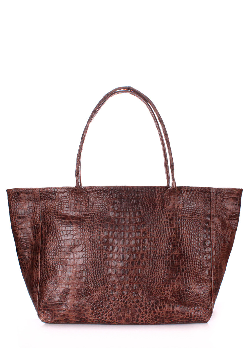 Жіноча шкіряна сумка POOLPARTY DESIRE CROCO BROWN коричнева