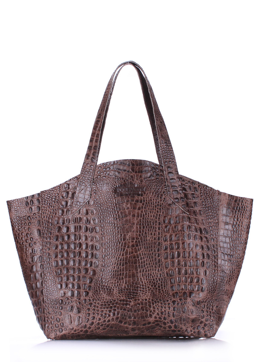 Жіноча шкіряна сумка POOLPARTY FIORE CROCODILE BROWN коричнева