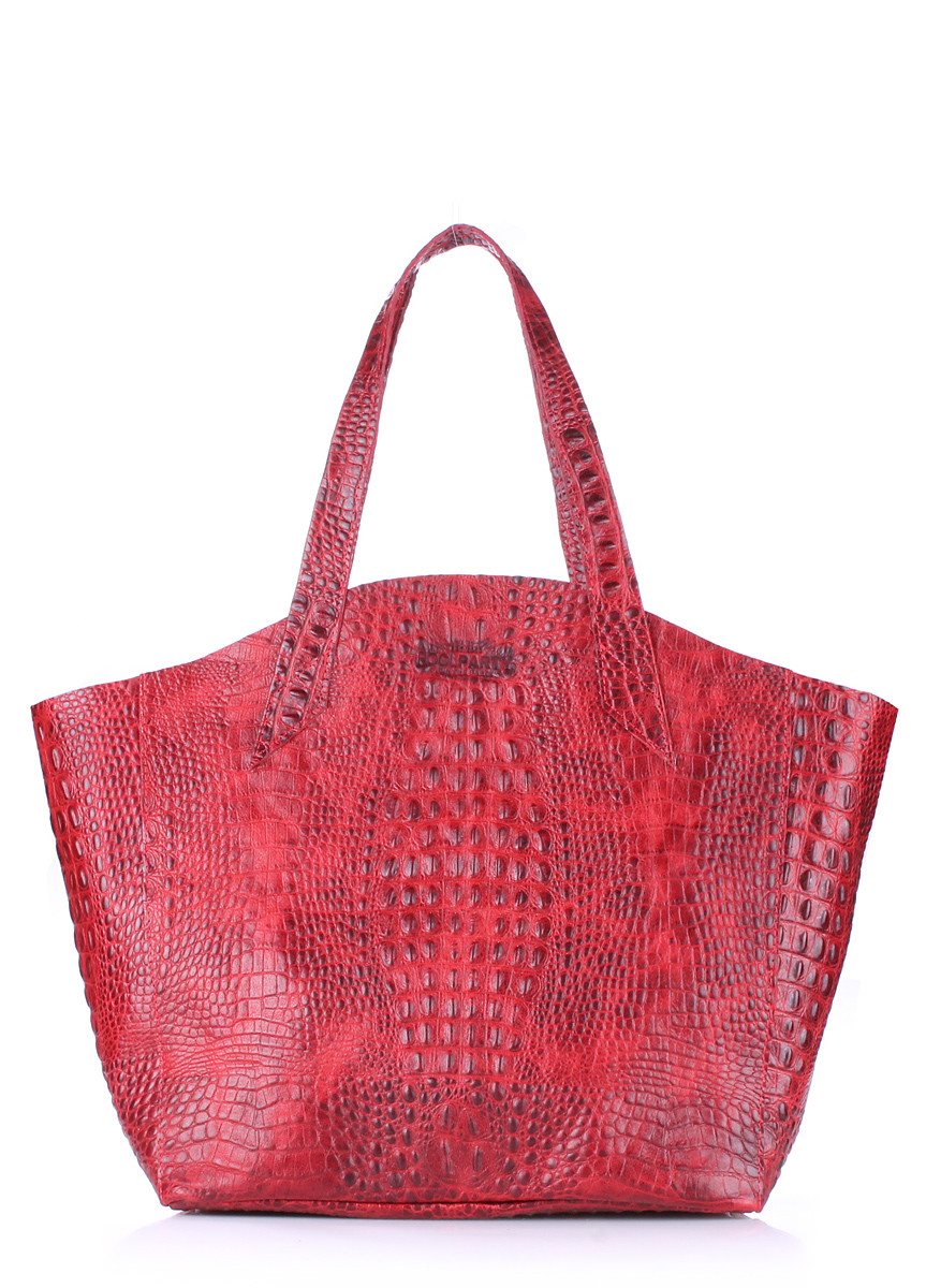 Женская кожаная сумка POOLPARTY FIORE CROCODILE RED красная - фото 1 - id-p102776526
