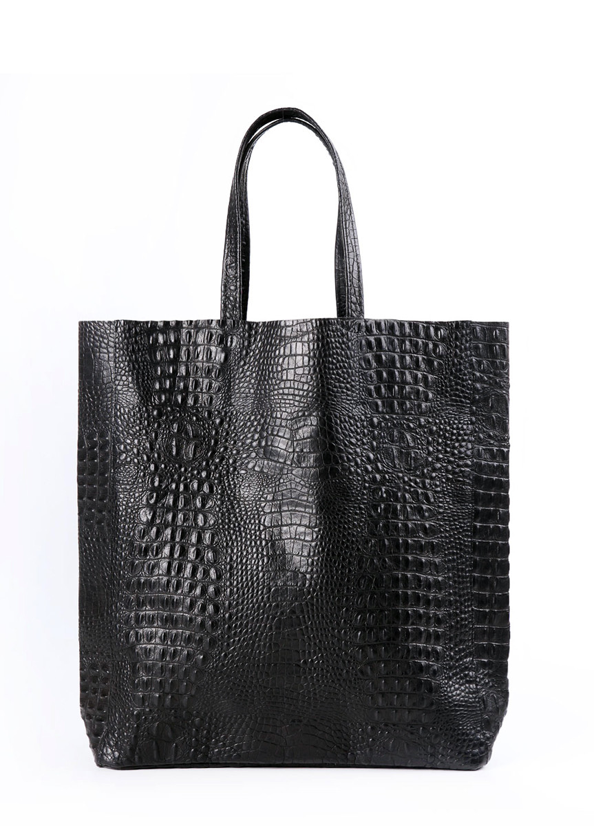 Жіноча шкіряна сумка POOLPARTY LEATHER CITY CROCO BLACK чорна