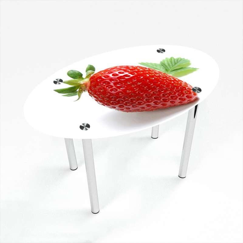 Стіл обідній скляний Овальний стільниця скло фотодрук Sweet berry 1100х650*Еко мм (БЦ-Стіл ТМ)