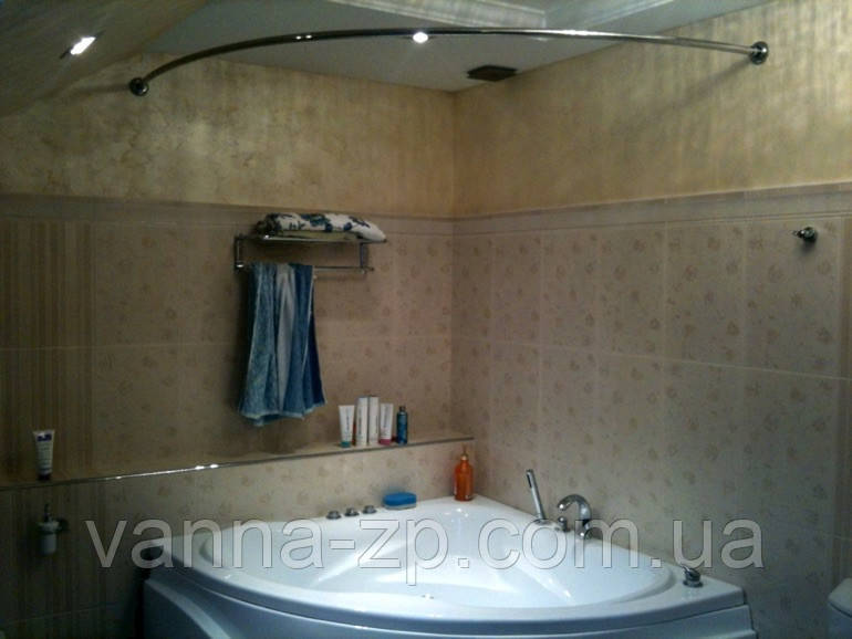 Карниз у ванну, неіржавка сталь напівкруглий для піддона д25 150х150 см, фото 1